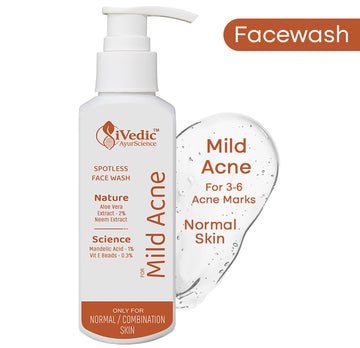 Mild Anti Acne Face Wash Cleanser (1% Mandelic Acid, 0.3% Vitamin E Beads & 2% Aloe Vera Extract) for Blackheads & Open pores