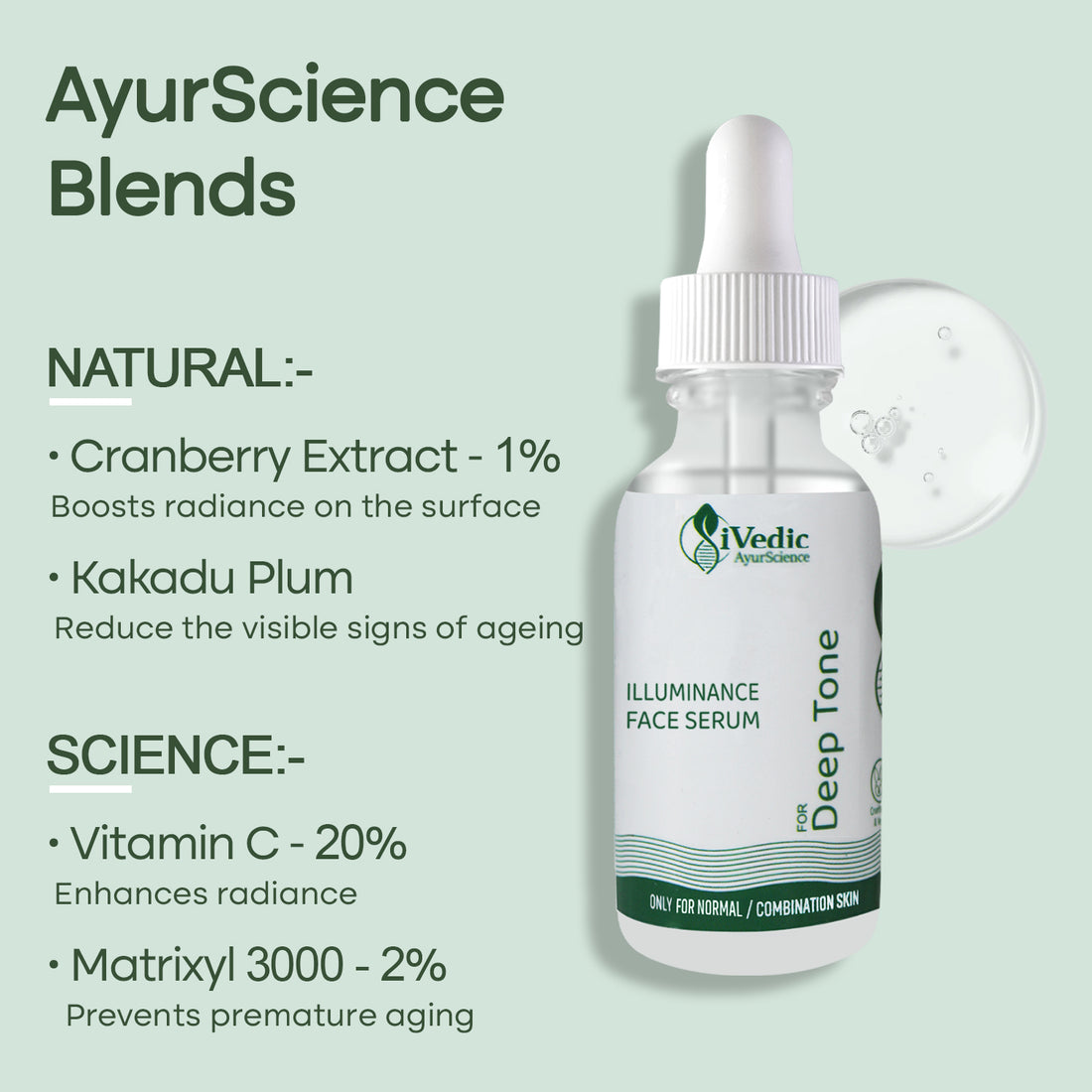 Skin Brightening Serum ( 20% Vitamin C, 2% Matrixyl 3000, Kakadu Plum ) Removes Tan For Even Skin Tone