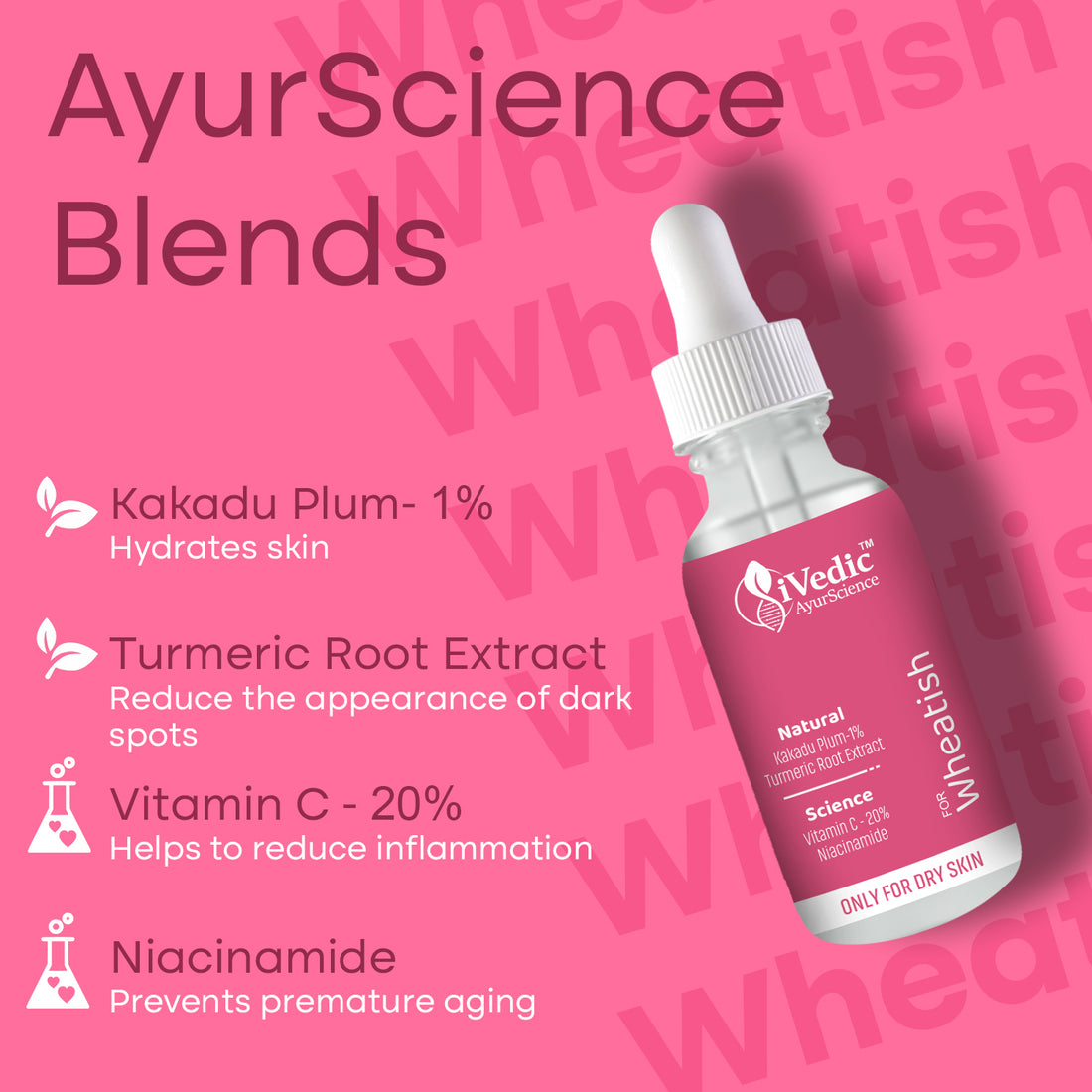 Skin Brightening Serum ( 20% Vitamin C, 1% Kakadu plum & Turmeric Root Extract) Removes Tan For Even Skin Tone