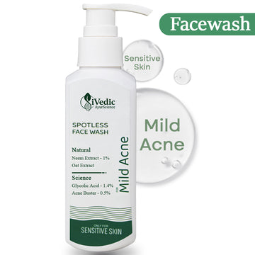 Mild Anti Acne Face Wash Cleanser (1.4% Glycolic Acid, 0.5% Acne Buster, & 1% Neem Extract) for Blackheads & Open pores
