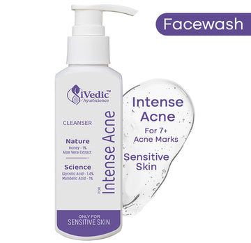 Intense Anti Acne Face Wash Cleanser (1% Mandelic Acid, 1.4 % Glycolic Acid & 1% Honey) for Blackheads & Open pores