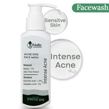 Intense Anti Acne Face Wash Cleanser (1% Mandelic Acid, 1.4 % Glycolic Acid & 1% Honey) for Blackheads & Open pores