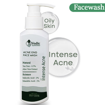 Intense Anti Acne Face Wash Cleanser (2% Salicylic Acid, 1% Mandelic Acid & 0.5% Tea Tree Oil) for Blackheads & Open pores